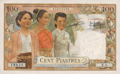 100 пиастров, Французский Индокитай, 1954 г..jpg